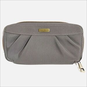 Travelon Gray and Purple RFID Blocking Zip Around Pleated Detail Wallet Organize
